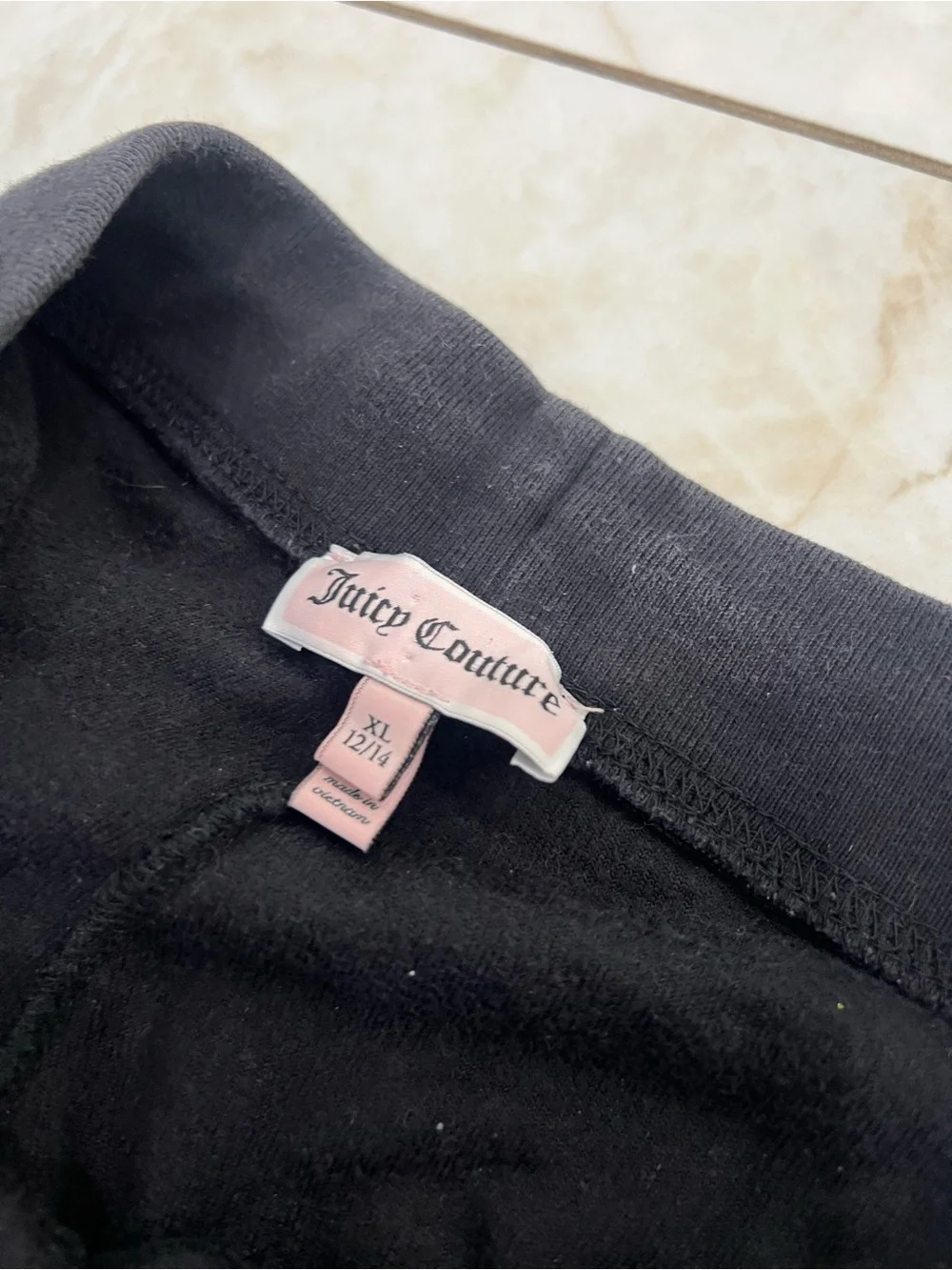 Juicy Couture Black Velour Y2K Track Pants Size XL 12/14